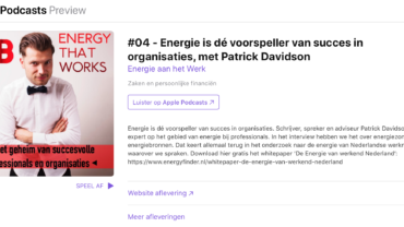 Voor in de auto: Patrick Davidson te gast bij de podcast ‘Energy that Works’