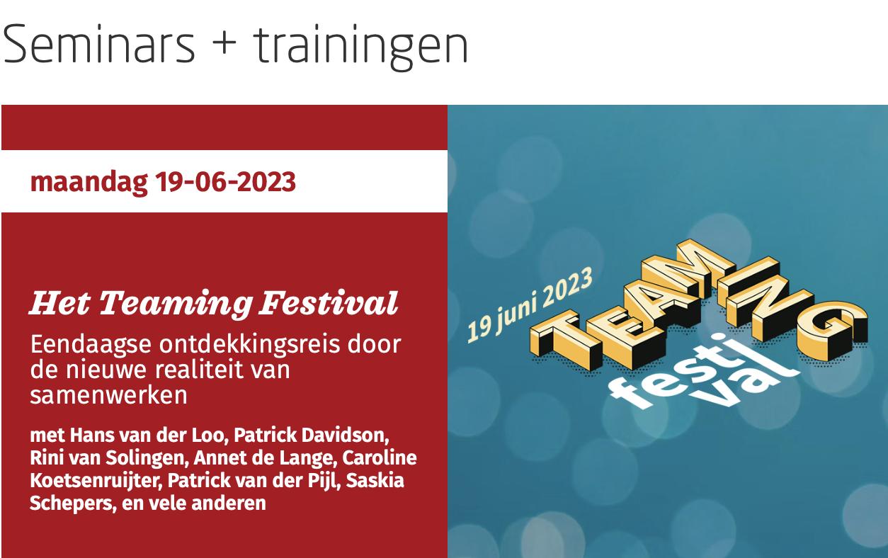Teaming Festival - nu te boeken via Managementboek.nl